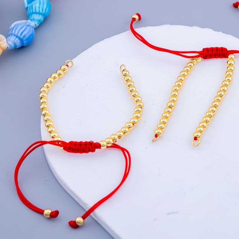 Pulsera ajustable para elaborar joyeria de hilo y bolitas baño 18k