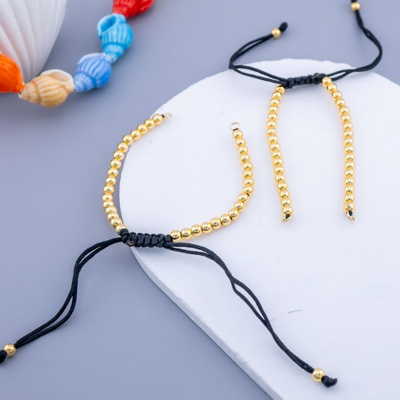 Pulsera ajustable para elaborar joyeria de hilo y bolitas baño 18k