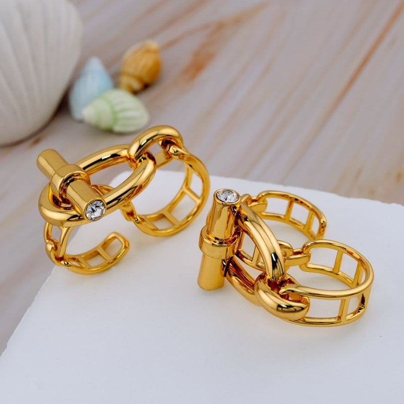 Anillo Ajustable doble dedo baño 18k