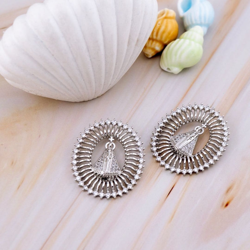 Dije Virgen de Suyapa en micropave con baño 18k