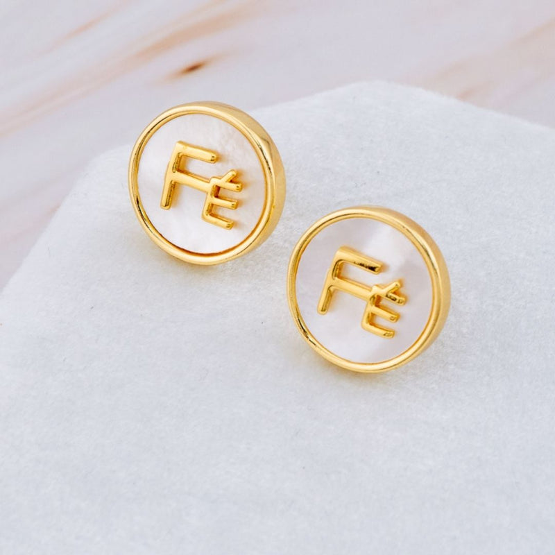 Aretes fe madre perla baño 18k