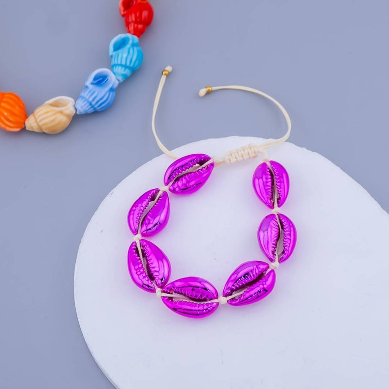 Pulsera ajustable de conchas de mar e hilo