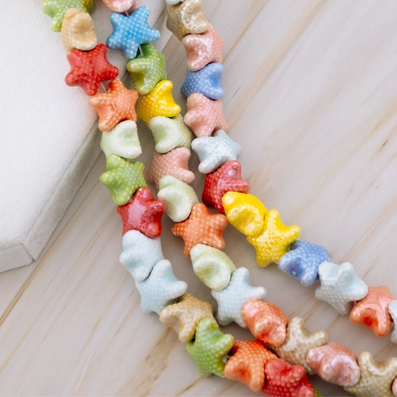 Piedra ceramica en forma de estrella de mar multicolor