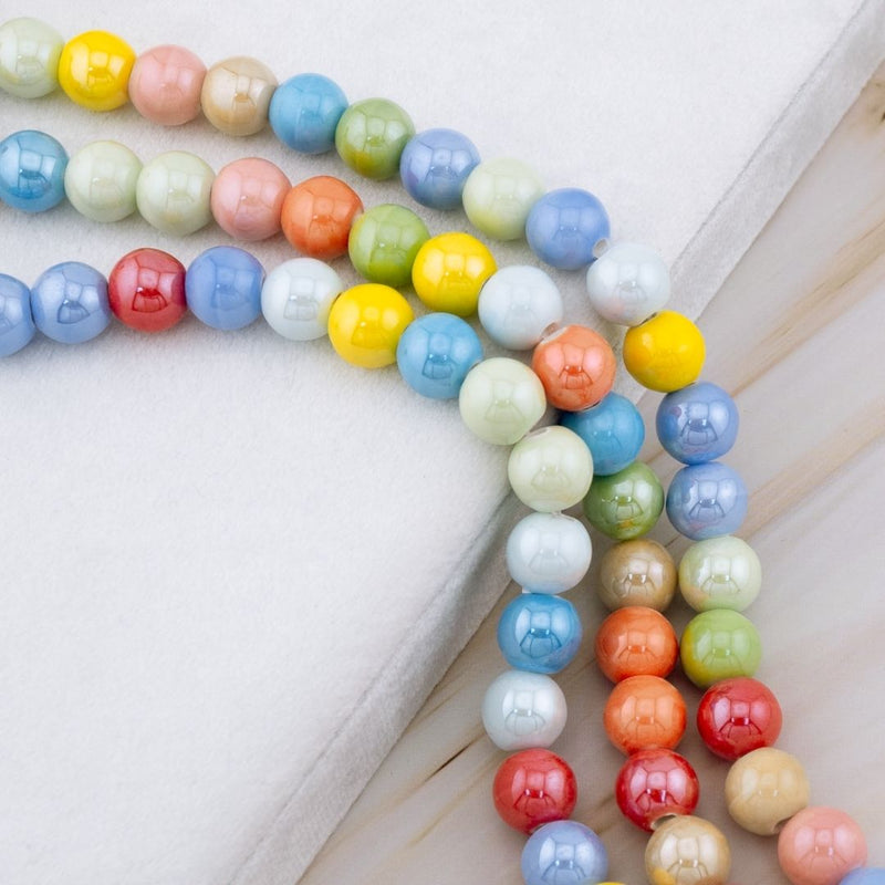 Piedra ceramica redonda multicolor 10mm