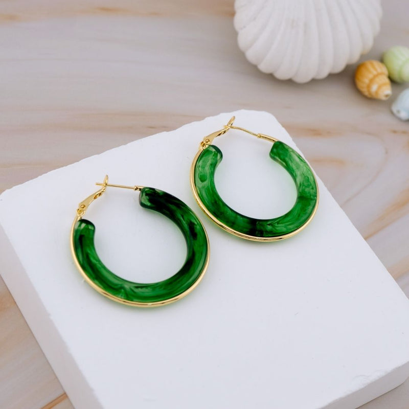 Aretes hoops carey baño 18k