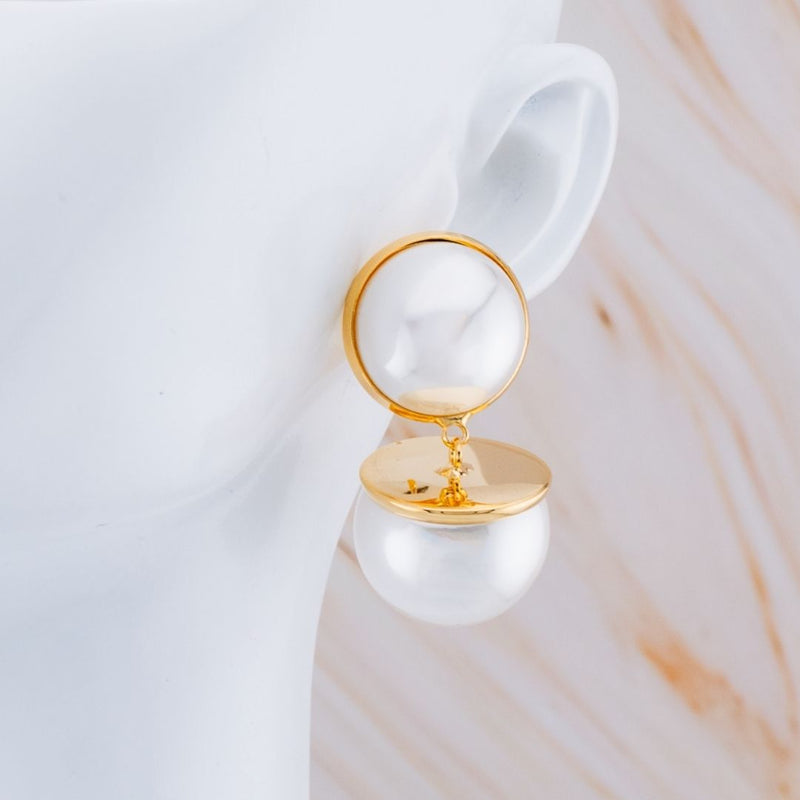 Aretes Con Perlas Pin De Plata Baño 18k