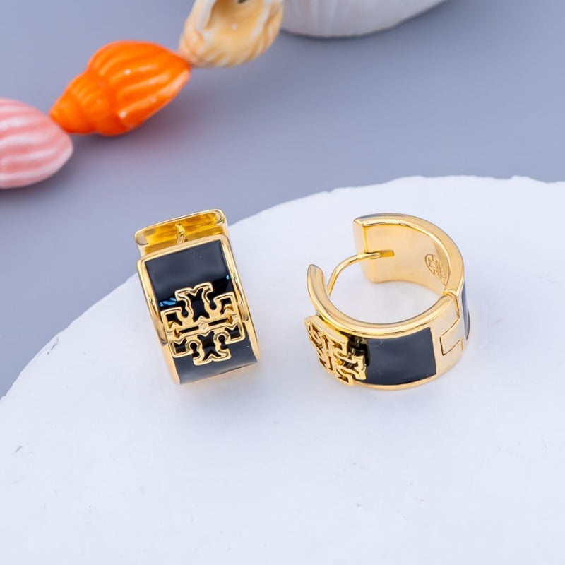 Aretes hoop esmaltado baño 18k