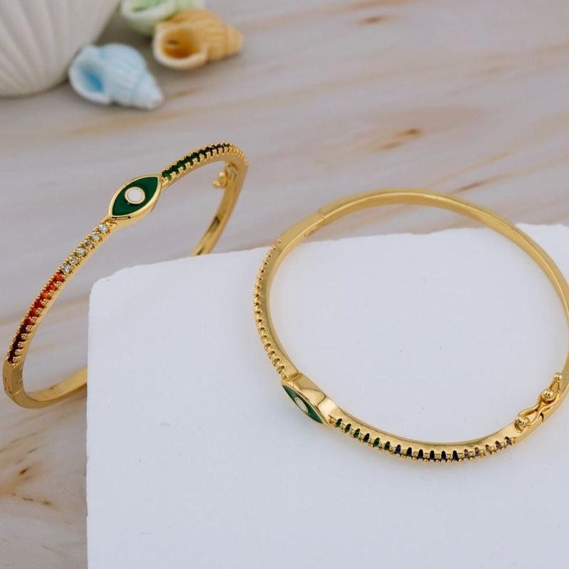 Brazalete ojo turco con zirconia baño 18k