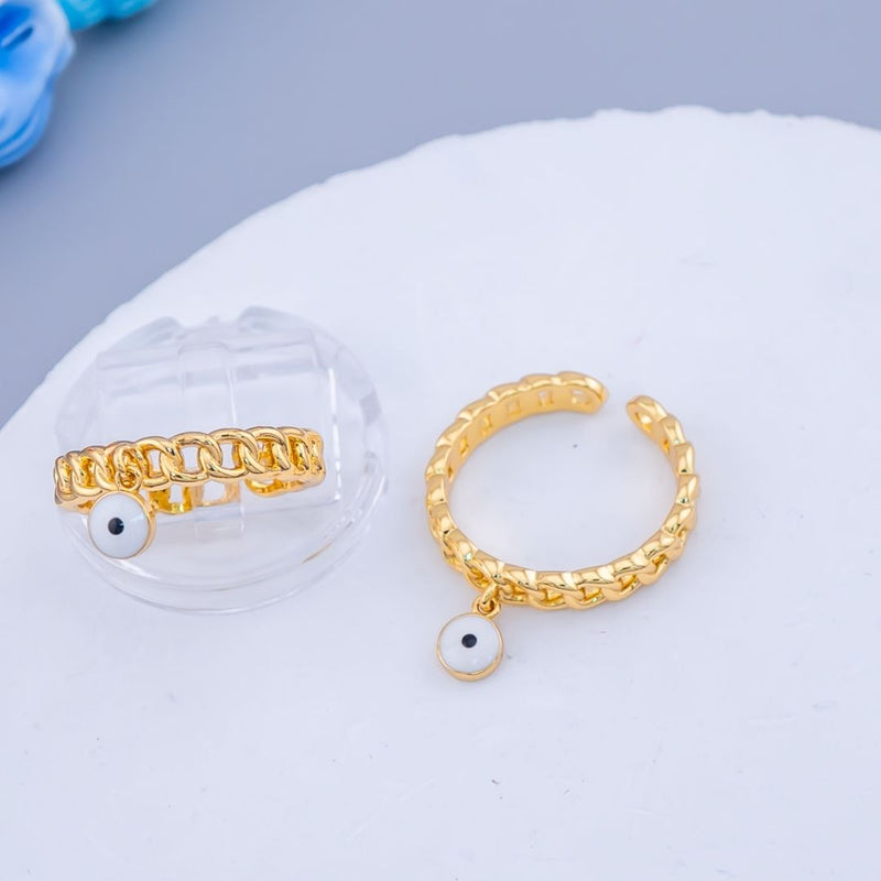 Anillo Ajustable con colgante azul baño 18k