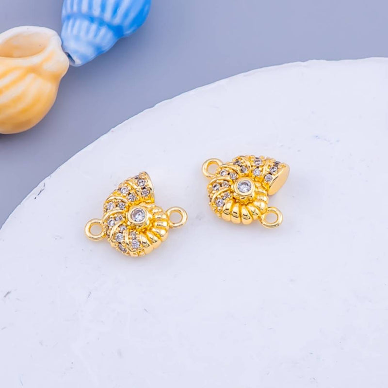 Enlace o conector caracol  micropave baño 18k