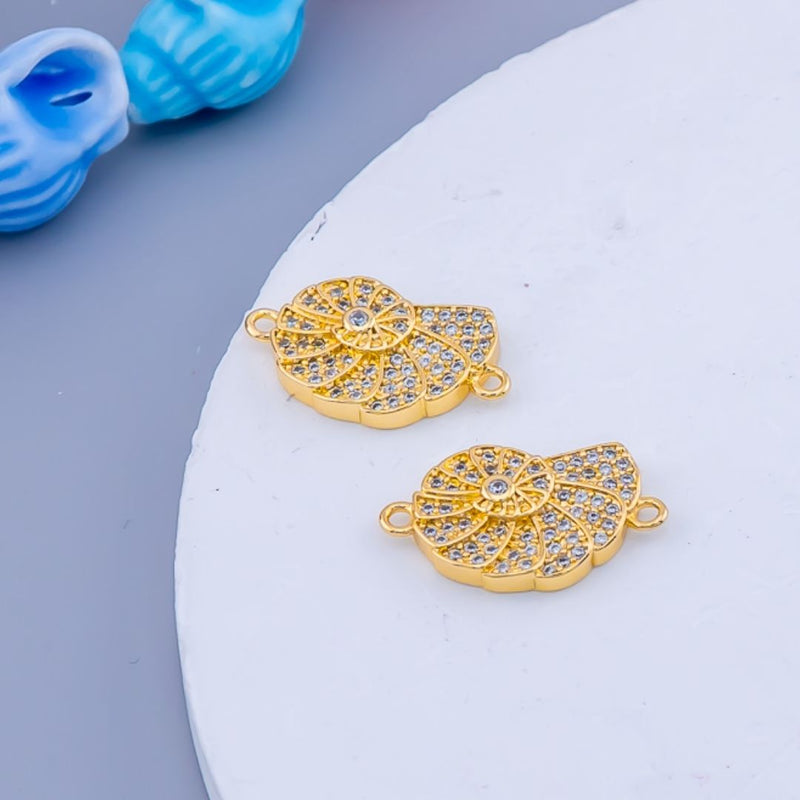 Enlace o conector caracol con micropave baño 18k