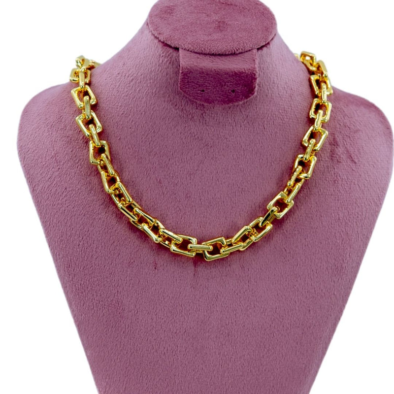 Collar chunky eslabones grandes baño 18k
