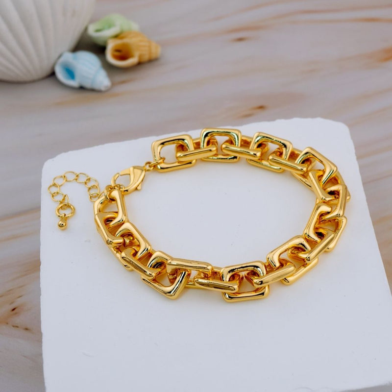 Pulsera ajustable eslabones grandes en tendencia baño 18k