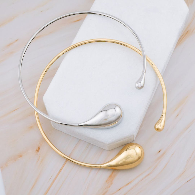 Collar choker de gota con baño 18k