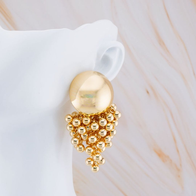 Aretes largos tassel chunky  baño 18k