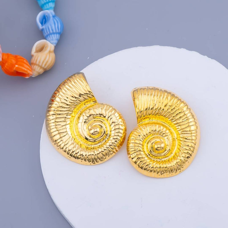 Aretes en forma de caracol baño 18K