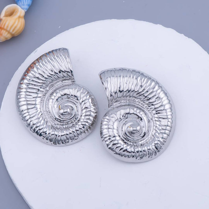 Aretes en forma de caracol baño 18K
