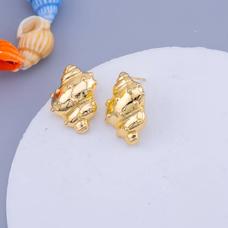 Aretes en forma de caracol baño 18K