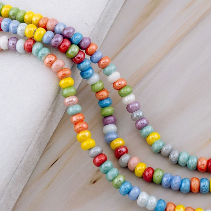 Piedra concha ceramica multicolor en forma de dona