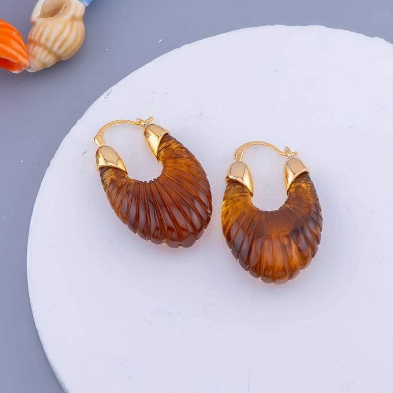 Aretes hoops carey baño 18k