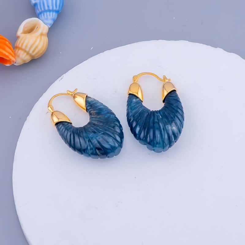 Aretes hoops carey baño 18k