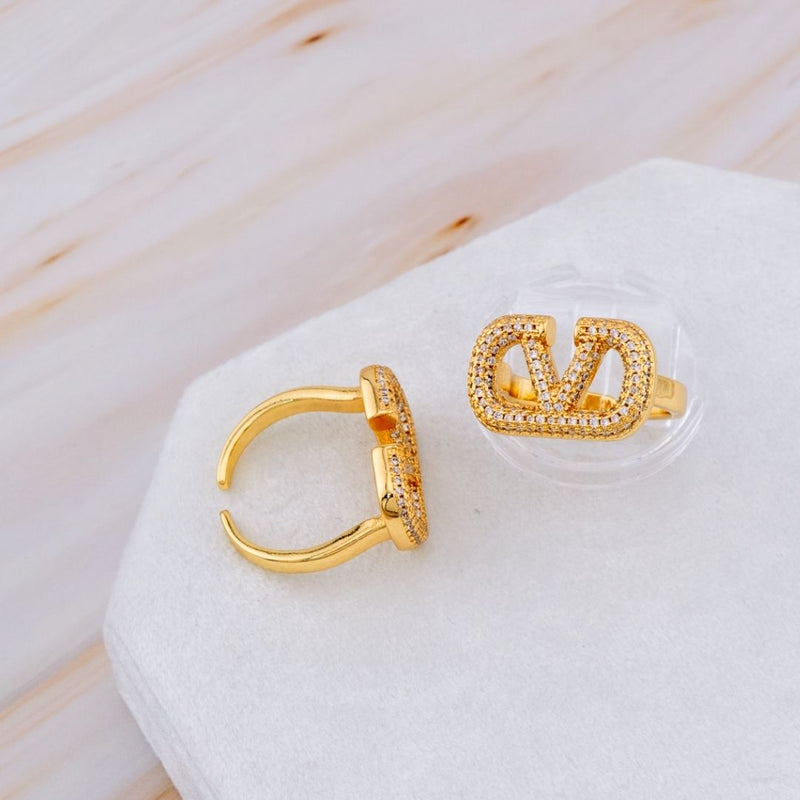 Anillo ajustable cion zirconias baño 18k